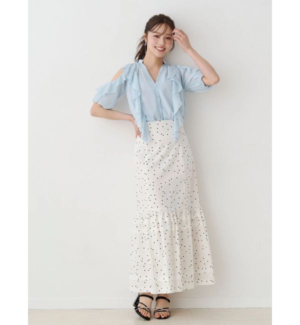 MERCURYDUO「ラッフルオープンショルダーブラウス」|シャツ・ブラウス|