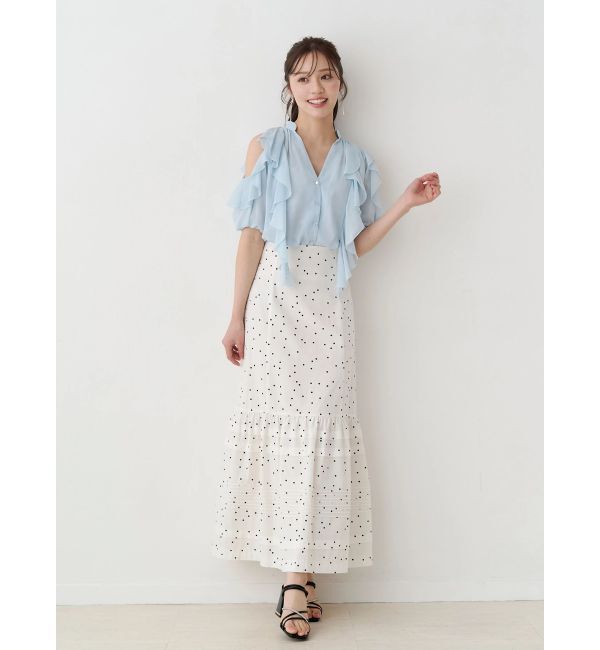 MERCURYDUO「ラッフルオープンショルダーブラウス」|シャツ・ブラウス|