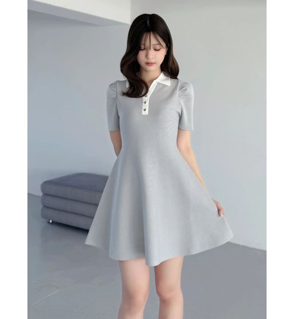 MERCURYDUO「【WEB限定】バイカラースキッパーフレアミニワンピース」|ワンピース|