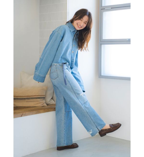 Ungrid「ヘムスリットクラッシュデザインデニム」|デニム|