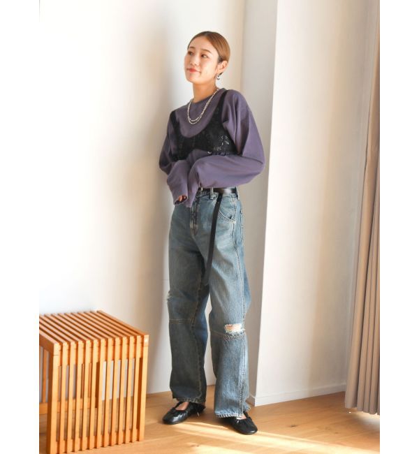 Ungrid「ヘムスリットクラッシュデザインデニム」|デニム|