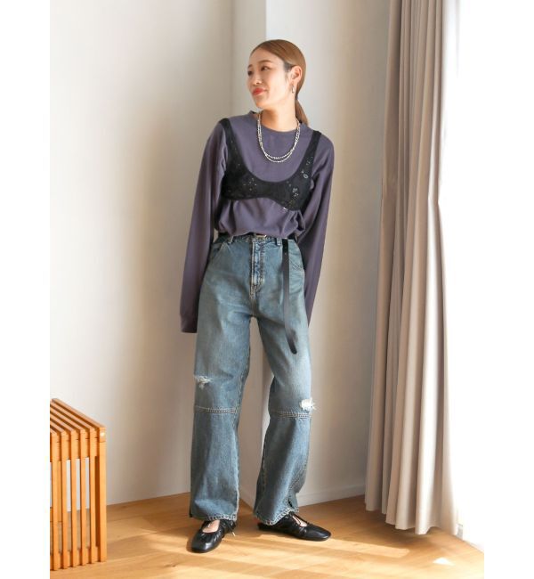 Ungrid「ヘムスリットクラッシュデザインデニム」|デニム|