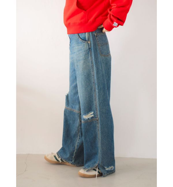 Ungrid「ヘムスリットクラッシュデザインデニム」|デニム|