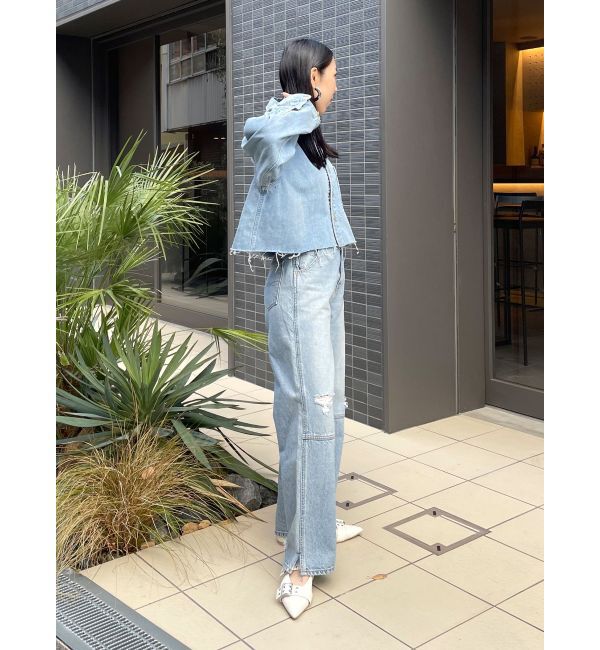 Ungrid「ヘムスリットクラッシュデザインデニム」|デニム|