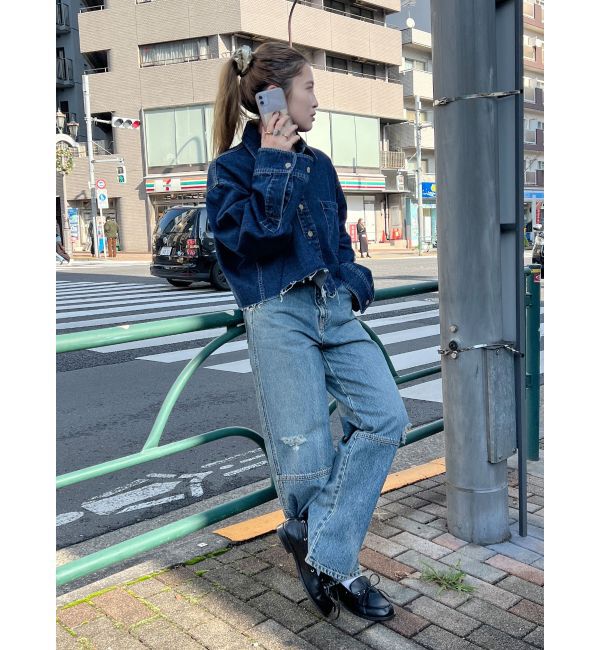 Ungrid「ヘムスリットクラッシュデザインデニム」|デニム|