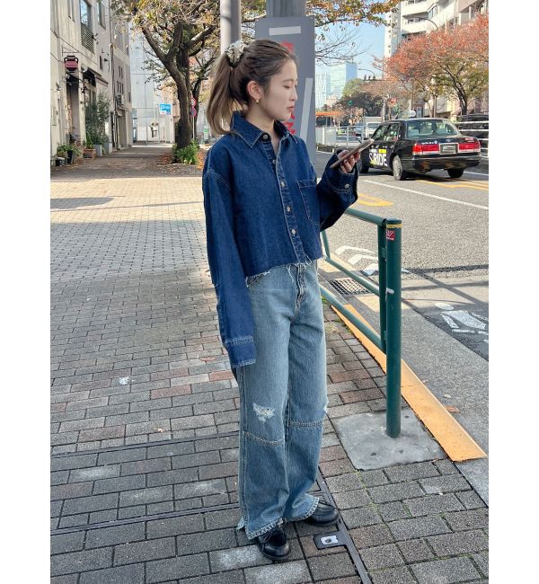 Ungrid「ヘムスリットクラッシュデザインデニム」|デニム|