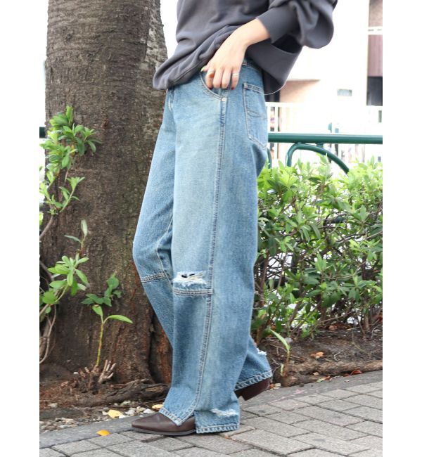 Ungrid「ヘムスリットクラッシュデザインデニム」|デニム|