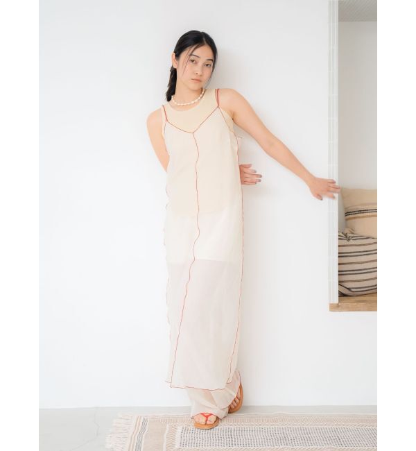 Ungrid「カラーパイピングシアーキャミワンピース」|ワンピース|アイボリー