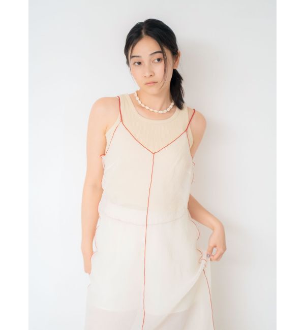 Ungrid「カラーパイピングシアーキャミワンピース」|ワンピース|