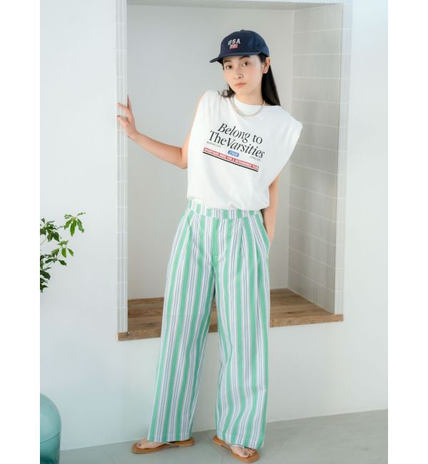 Ungrid「ウエストタックストライプパンツ」|その他|