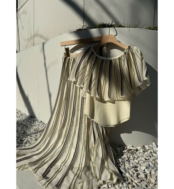 LAGUNAMOON「MIXストライプアシメヘムニットスカート」|スカート|