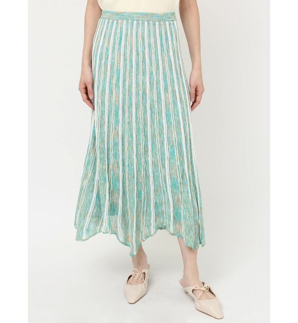 LAGUNAMOON「MIXストライプアシメヘムニットスカート」|スカート|