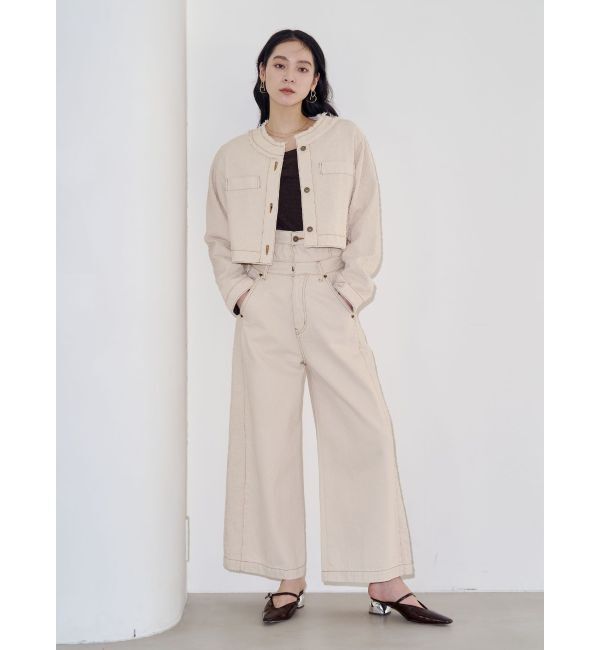 LAGUNAMOON「ハイウエストラインディティールデニムパンツ」|デニム|