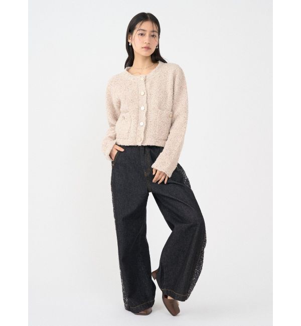 LAGUNAMOON「ハイウエストラインディティールデニムパンツ」|デニム|