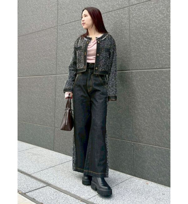 LAGUNAMOON「ハイウエストラインディティールデニムパンツ」|デニム|