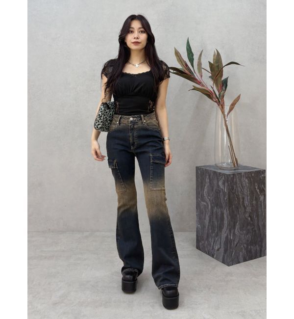 EVRIS「レースドッキングクロップドトップス」|Tシャツ・カットソー|