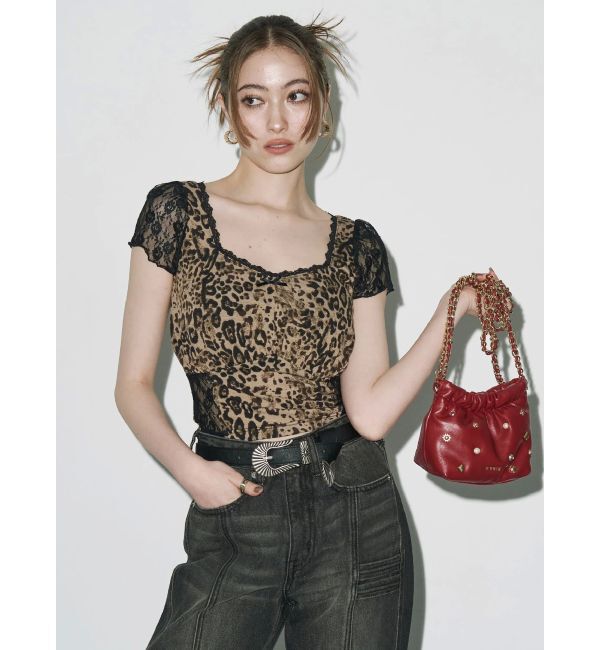 EVRIS「レースドッキングクロップドトップス」|Tシャツ・カットソー|