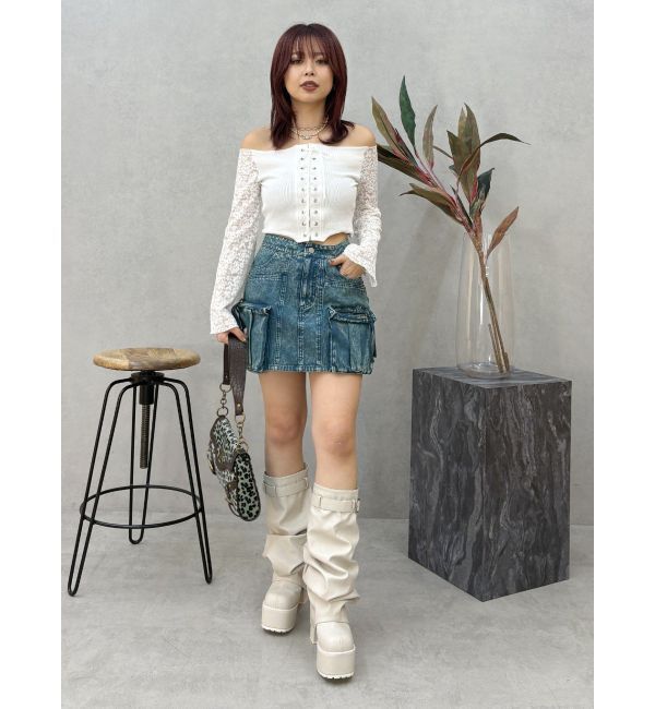 EVRIS「レースコンビオフショルトップス」|Tシャツ・カットソー|