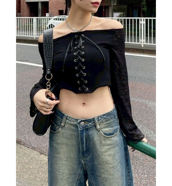 EVRIS「レースコンビオフショルトップス」|Tシャツ・カットソー|