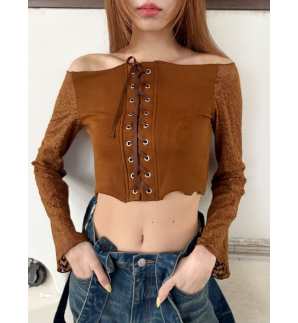 EVRIS「レースコンビオフショルトップス」|Tシャツ・カットソー|