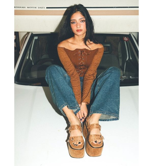 EVRIS「レースコンビオフショルトップス」|Tシャツ・カットソー|