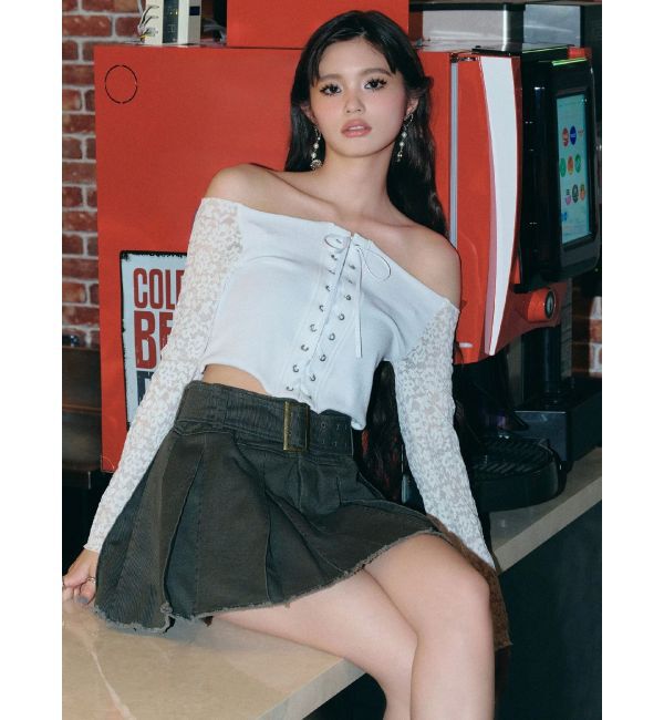 EVRIS「レースコンビオフショルトップス」|Tシャツ・カットソー|