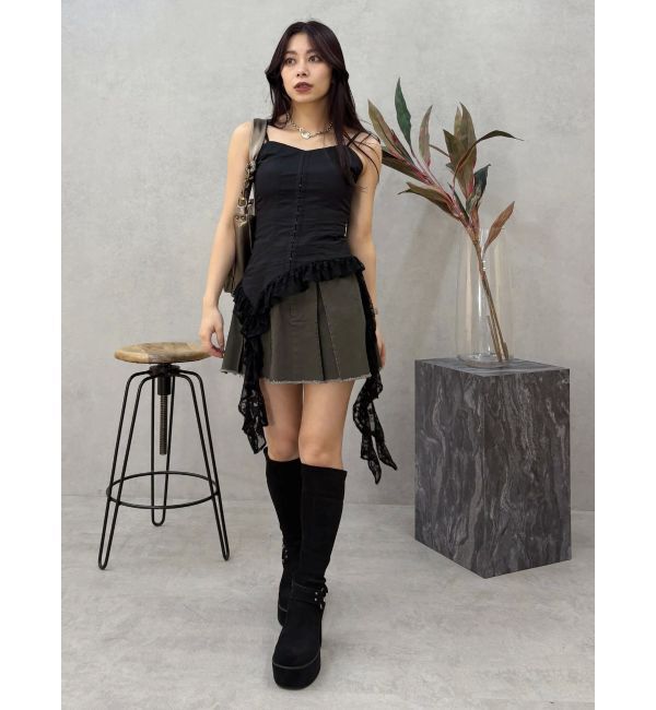 EVRIS「プリーツワイドベルトミニスカート」|スカート|