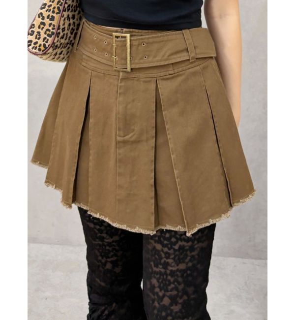 EVRIS「プリーツワイドベルトミニスカート」|スカート|