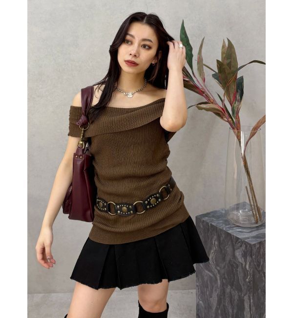 EVRIS「プリーツワイドベルトミニスカート」|スカート|