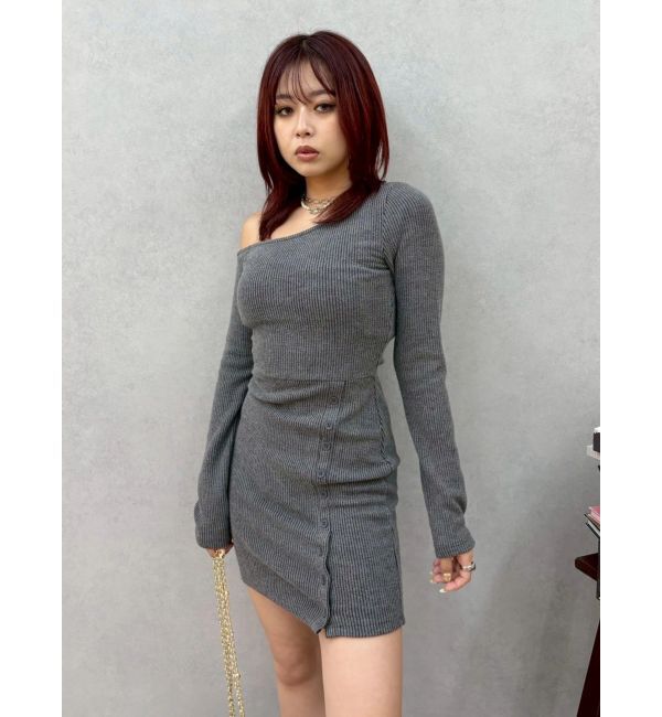 EVRIS「アウトワンショルダーミニワンピース」|ワンピース|