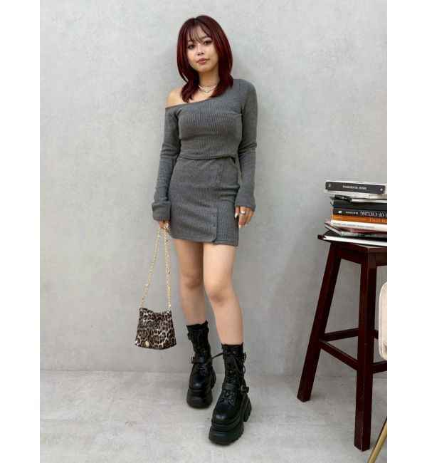 EVRIS「アウトワンショルダーミニワンピース」|ワンピース|