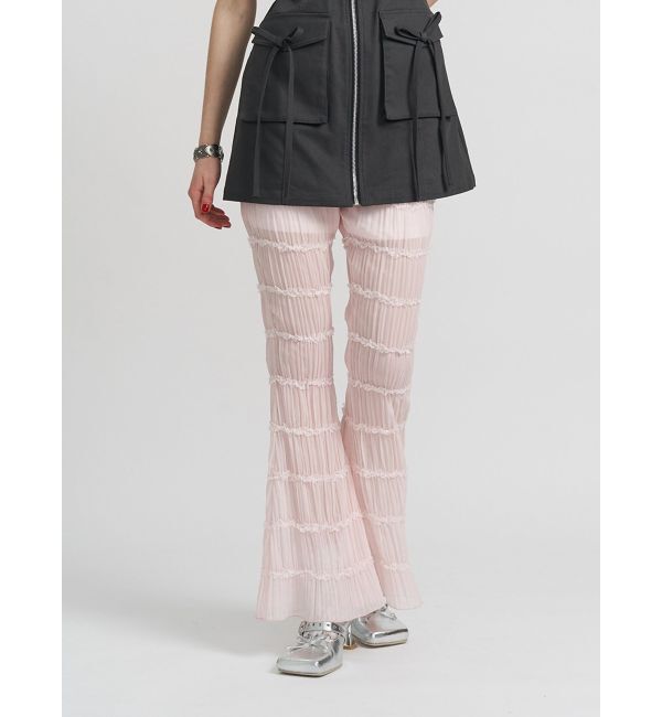 jouetie「シアーギャザーフレアパンツ」|その他|ピンク