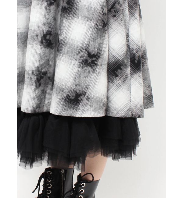 jouetie「チュールリバーシブルチェックフレアスカート」|スカート|