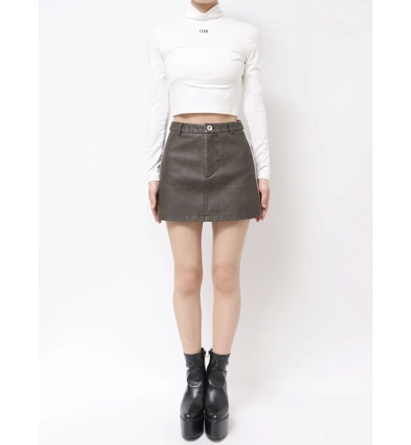 GYDA「GGラインFake Leatherスカートライクショートパンツ」|スカート|