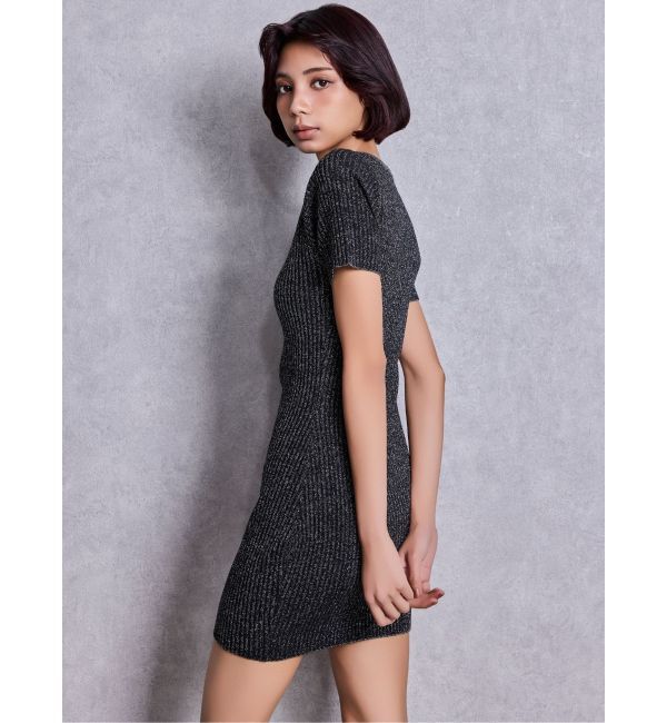 GYDA「GG bijou MOLDハーフスリーブラメニットワンピース」|ワンピース|