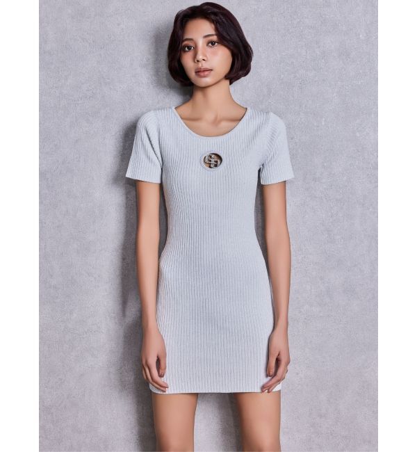 GYDA「GG bijou MOLDハーフスリーブラメニットワンピース」|ワンピース|