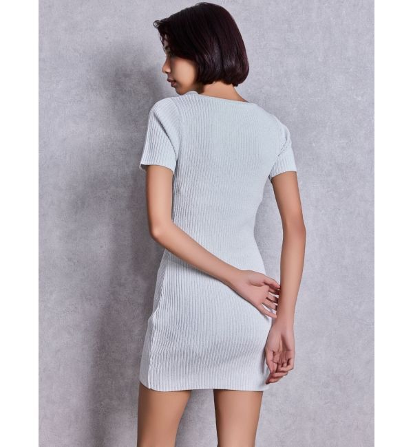 GYDA「GG bijou MOLDハーフスリーブラメニットワンピース」|ワンピース|