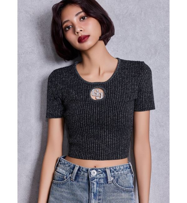 GYDA「GG bijou MOLDラメニットトップス」|ニット・セーター|