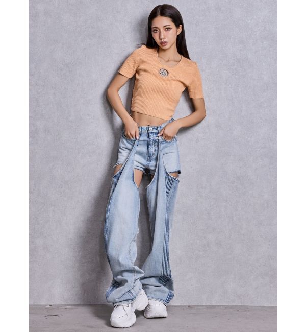 GYDA「GG bijou MOLDラメニットトップス」|ニット・セーター|