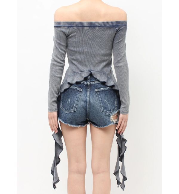 GYDA「GG SIDE DRAPE EDGEオフショルトップス」|Tシャツ・カットソー|