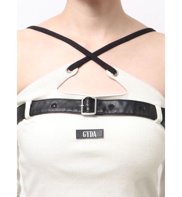GYDA「GYDAフロントクロスラメテレコTOPS」|Tシャツ・カットソー|