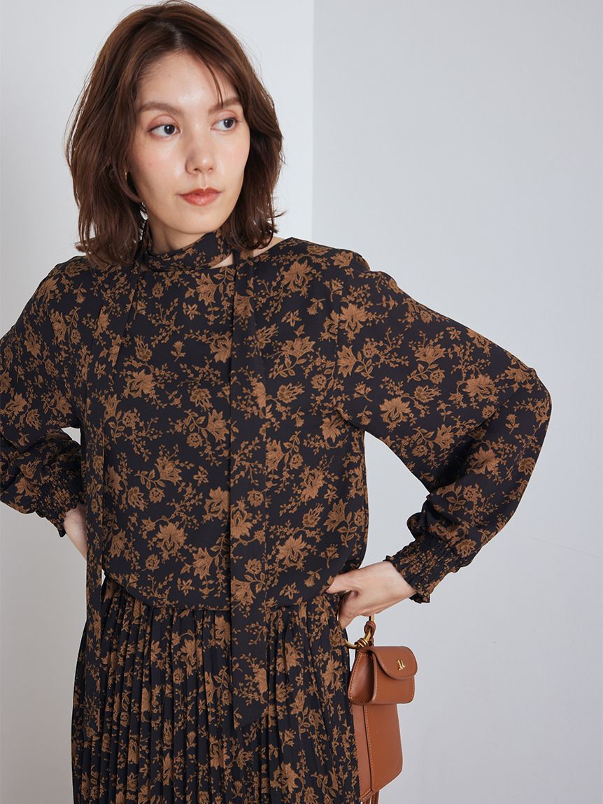 Mila Owen「リボン付きフラワープリントブラウス」|シャツ・ブラウス|