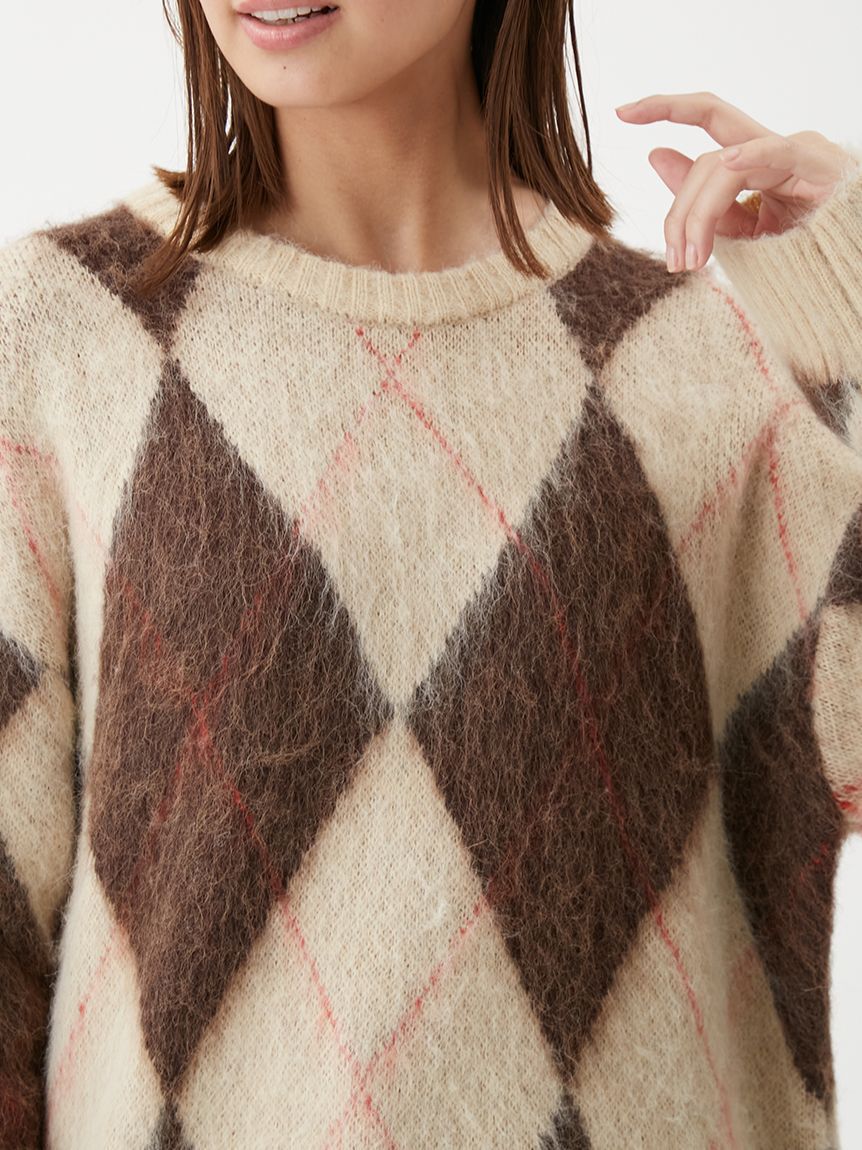 Mila Owen「アルパカ混アーガイルミニニットワンピース」|ワンピース|