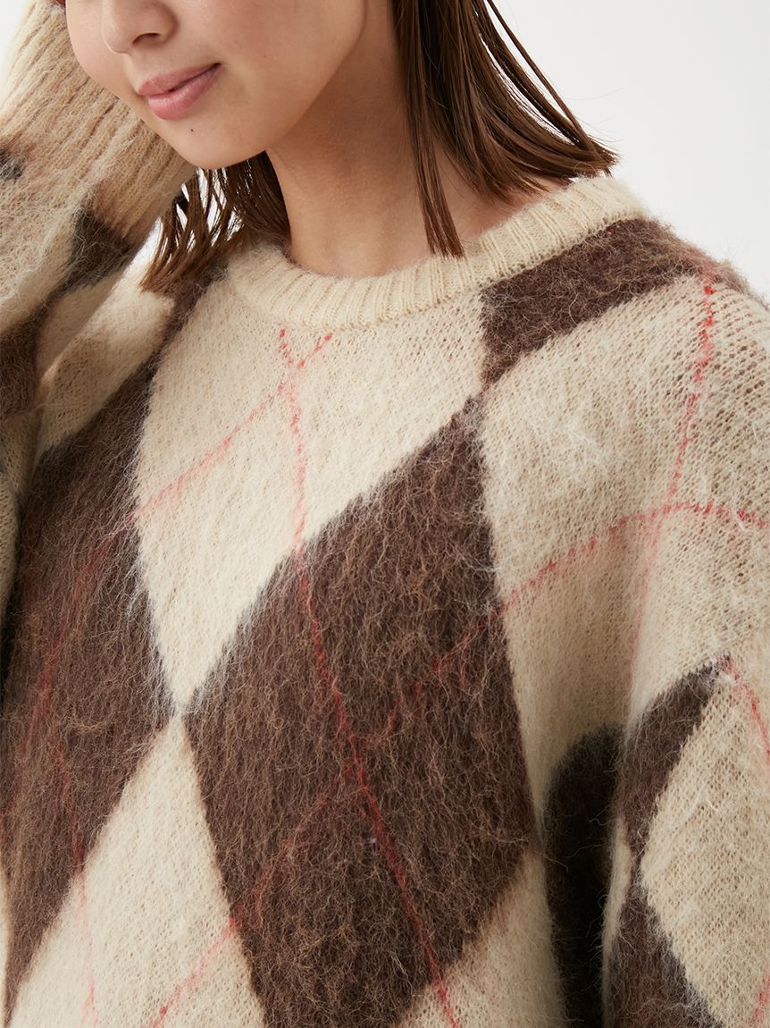 Mila Owen「アルパカ混アーガイルミニニットワンピース」|ワンピース|