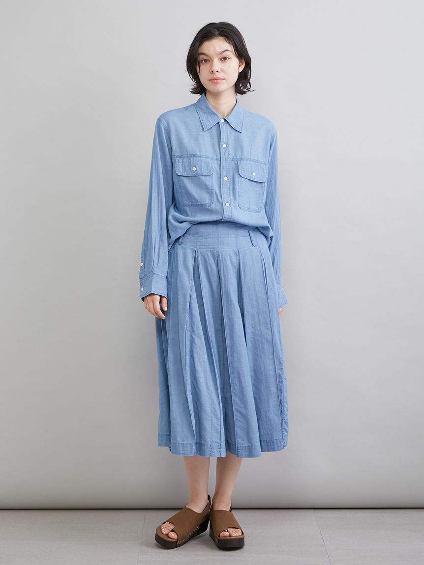 Mila Owen「シアーデニムタックプリーツスカート」|スカート|