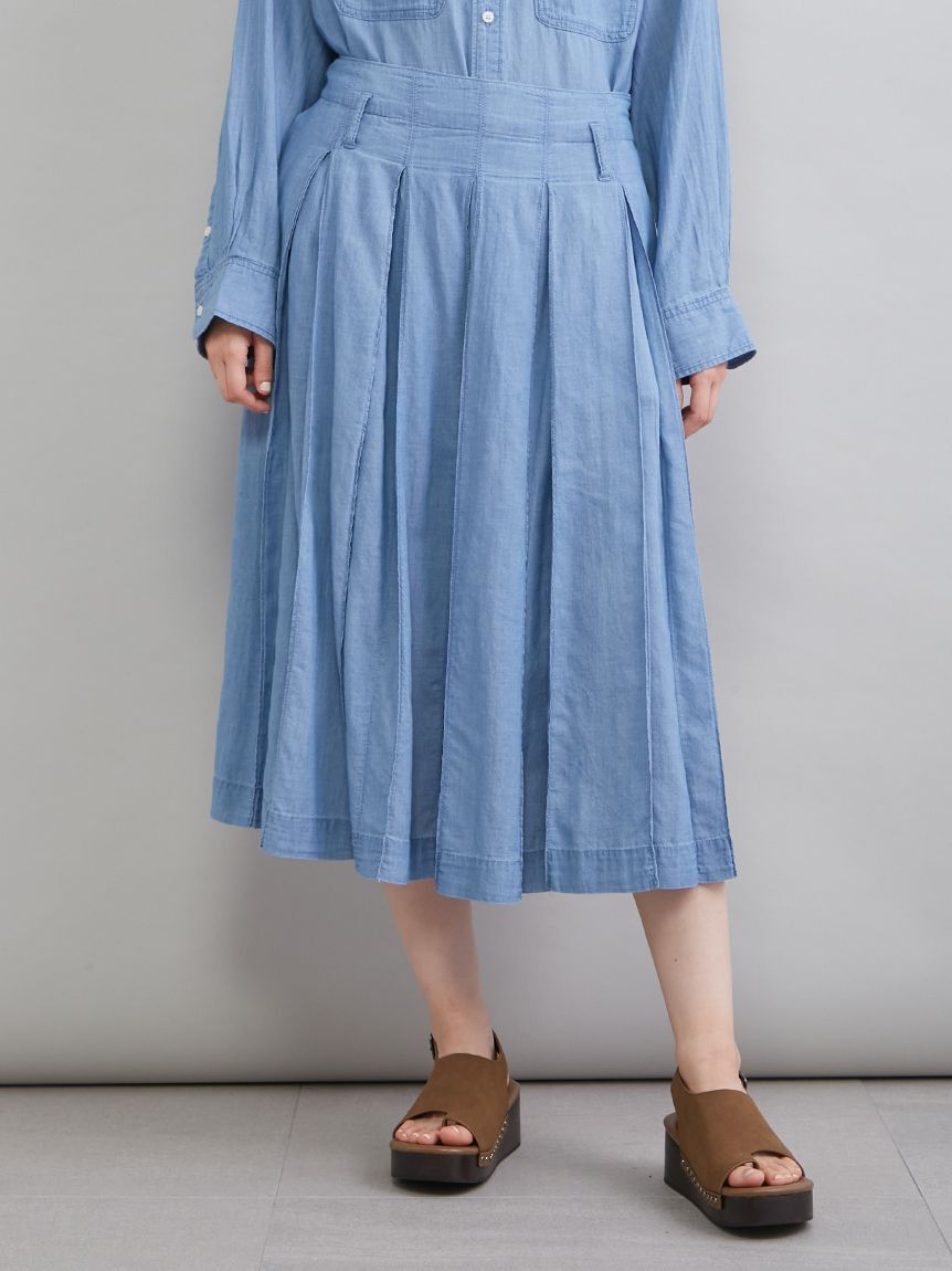 Mila Owen「シアーデニムタックプリーツスカート」|スカート|
