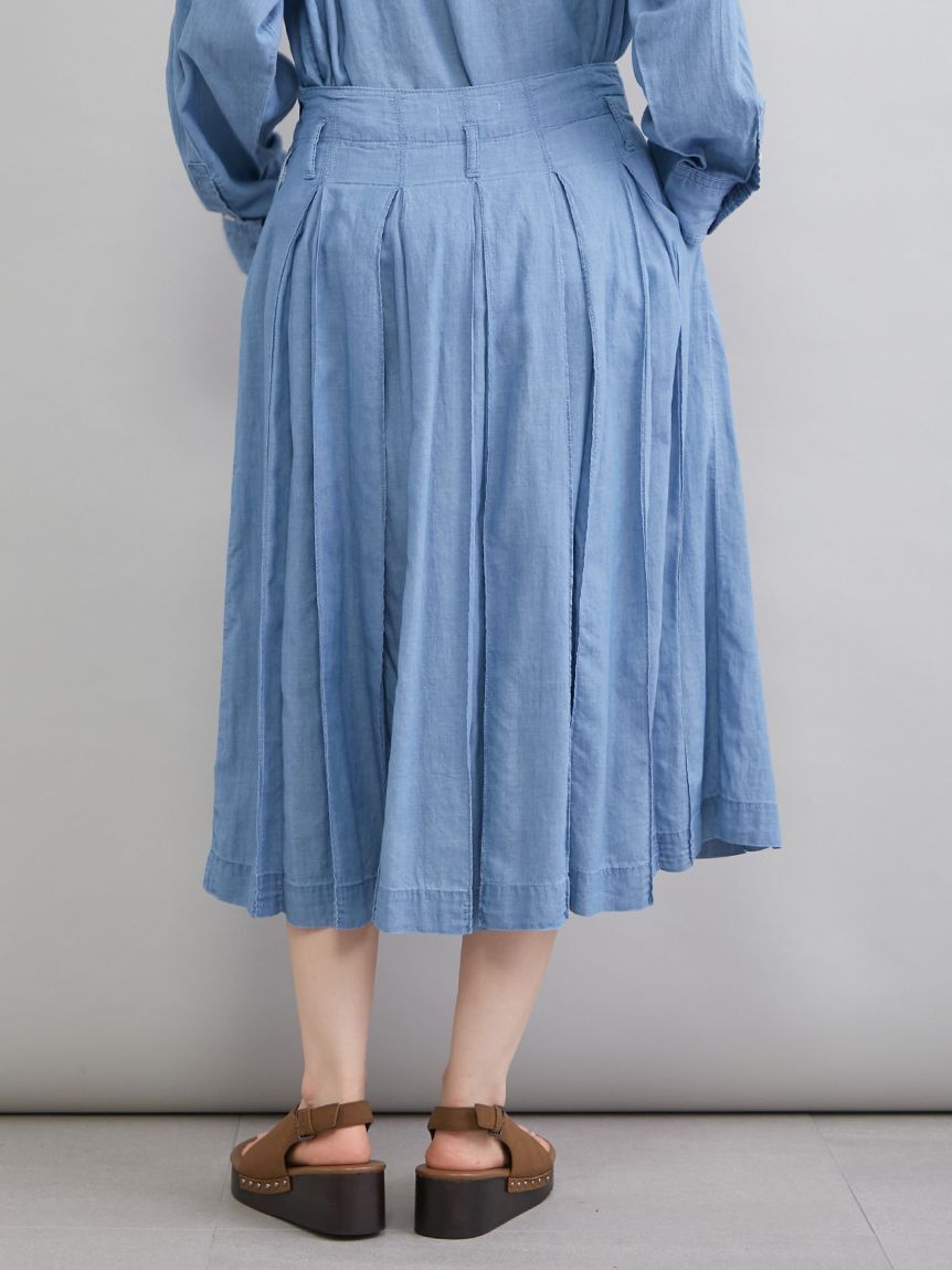 Mila Owen「シアーデニムタックプリーツスカート」|スカート|