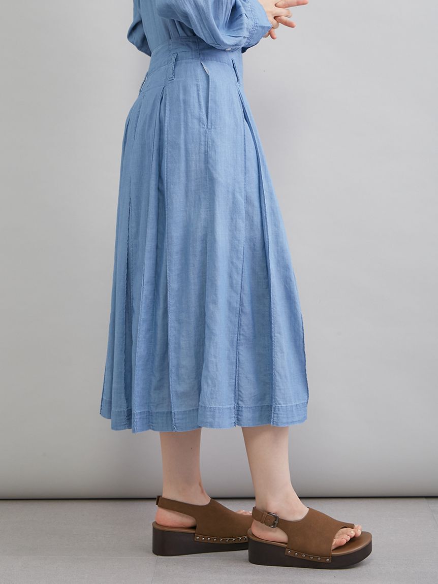 Mila Owen「シアーデニムタックプリーツスカート」|スカート|