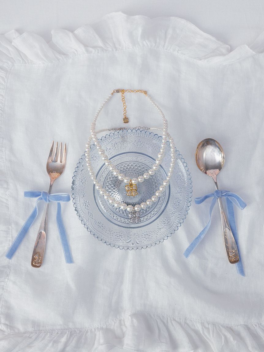 FURFUR「リボンモチーフパールネックレス」|ネックレス|