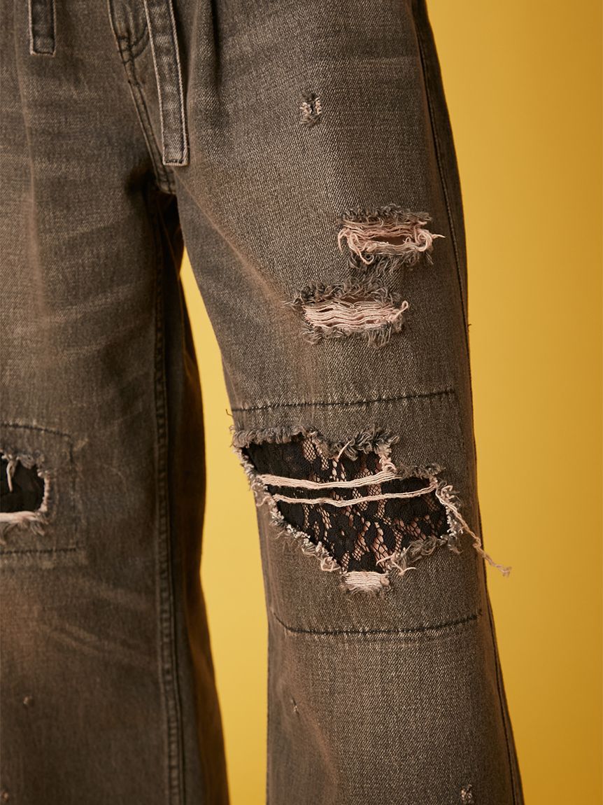 FURFUR「【新色追加】レースクラッシュデニムパンツ」|デニム|